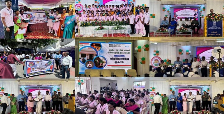 “Empowering Awareness: Sree Abirami College of Nursing Participates in Central Government Public Welfare Schemes Rally and Camp”